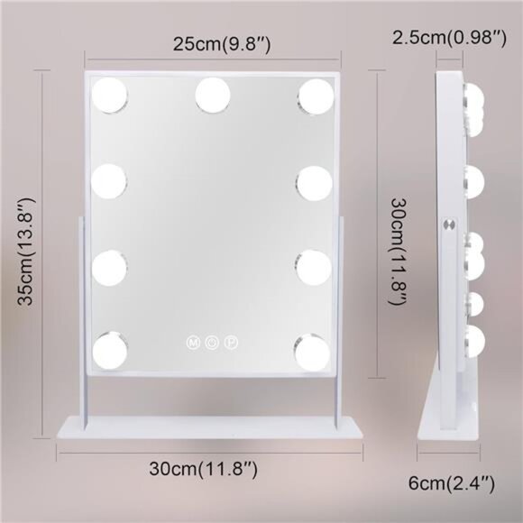 Vanity Mirror with Lights Hollywood Lighted Makeup Mirror with 9 Dimmable Bulbs - Picture 5 of 7